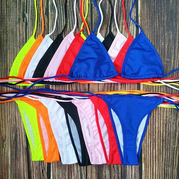 Traje de baño para mujer Conjunto de bikini sexy Traje de baño para mujer 2023 Corbata Traje de baño Ropa de playa Traje de baño Mujer Vacaciones en la playa Negro Blanco Rosa Rojo Azul Amarillo Z0613