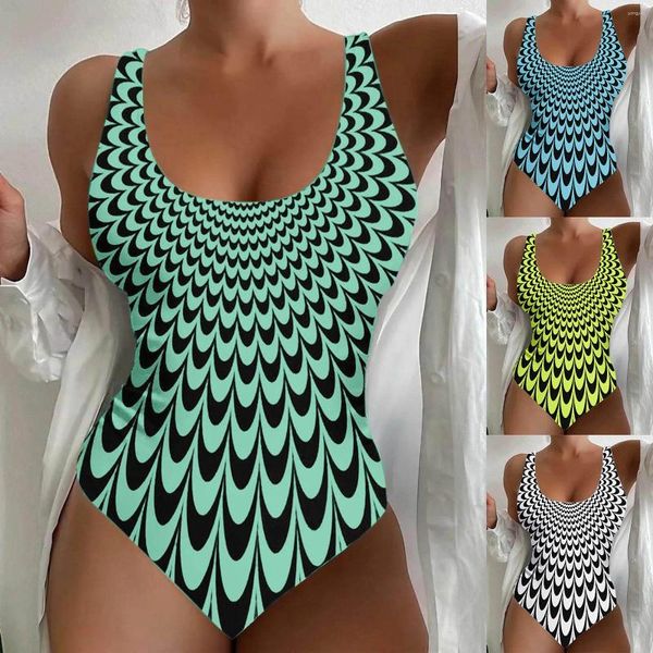 Swimwear pour femmes Bikini sexy femme grande taille Figure Forme U Couche à rayures Sports de maillot de bain MAIN