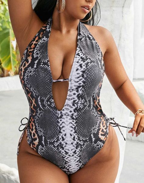 Trajes de baño para mujeres Bikini Bikini para mujer Sling profundo Vada en V snake Pieta impresa sin traje sexy de trajes de baño