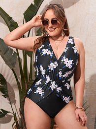 Dames badmode sexy zwart badpak v nek bikini set een stuk pakken tankini badpakken vrouwen oversized zwemmen