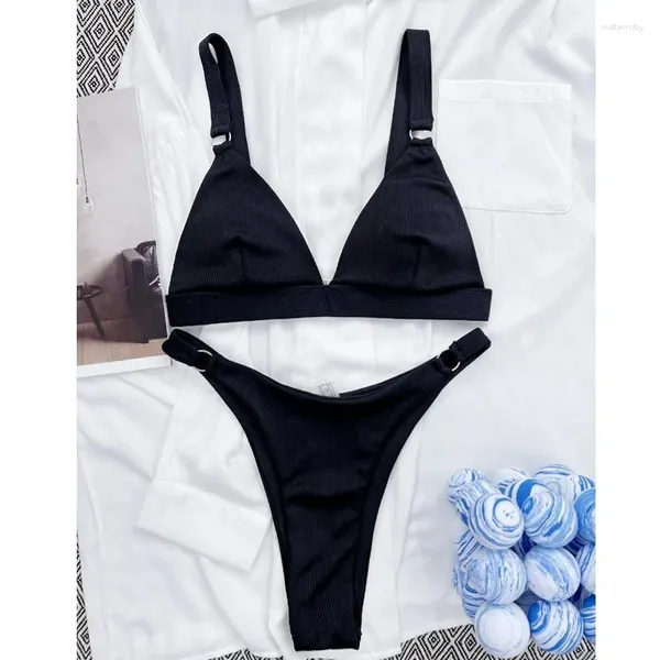 Swimwear pour femmes Sexy Brésilien Bikini Swimsuits Triangle Bikinis Split Bathing Fulting Swimsuit Beach Solid High Cut