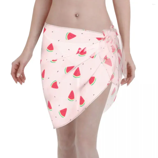 Traje de baño para mujer Pareo de gasa sexy Frutas lindas de verano Sandía Cubrir Abrigo Faldas Kaftan Vestido de playa Trajes de baño Bikinis Encubrimiento