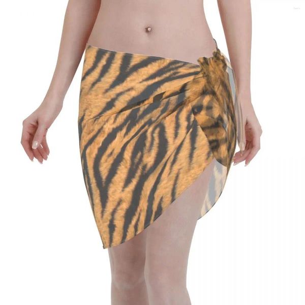 Maillots de bain pour femmes Sexy en mousseline de soie Paréo Foulard Tiger Stripe Beach Cover Up Wrap Kaftan Jupes Léopard Porter Maillot De Bain Bikini Ups