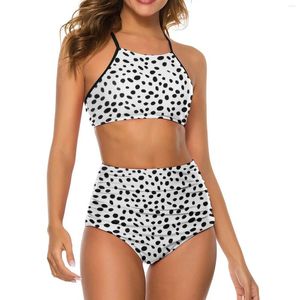 Damesbadmode Sexy Dalmatische Hond Print Bikini Set Zwart Gevlekt Trendy Badpak Hoge Taille Strand Oversize Badpak