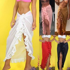 Traje de baño para mujer Moda sexy Casual Mujeres Bikini Cover Up Sheer Beach Falda Sarong Pareo Largo Maxi Vestido Encubrimientos