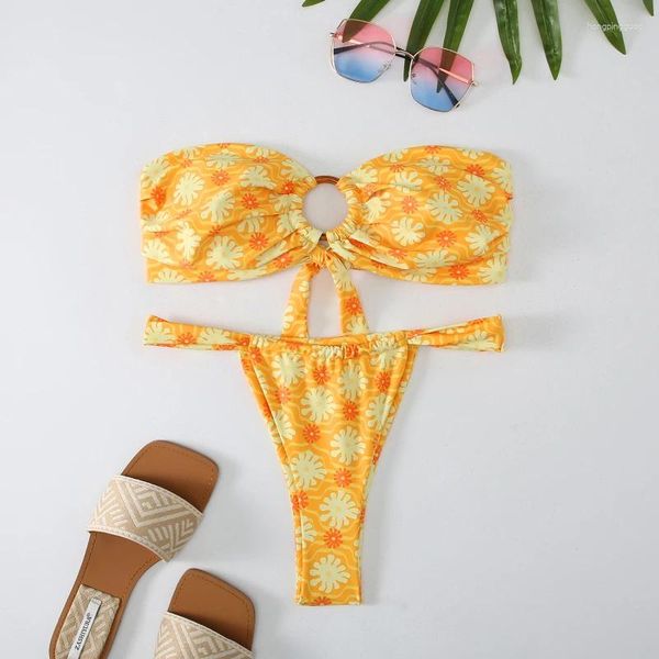 Trajes de baño para mujeres Sexy estampado floral micro bikini diseño de trajes