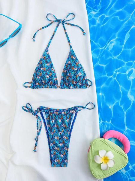 Swimwear pour femmes cordes à imprimé floral sexy bikini 2024 Femme MAINTENANT FEMME BIKINIS BIKINIS SET BRÉLILIEN PLACE BACKING BIQUINI PAOLLE