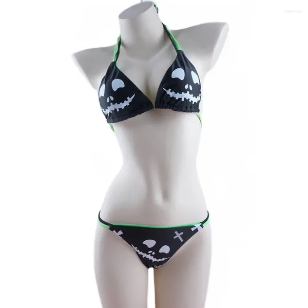 Bikini gothique sexy pour femmes 2024 femmes Skull Cross Print Swimsuit Split Bathing mail