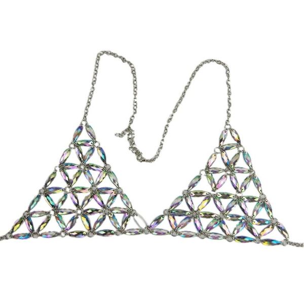 Traje de baño para mujer Arnés sexy Cristal brillante Strass Bikini Sujetador Accesorios para discoteca Joyería corporal