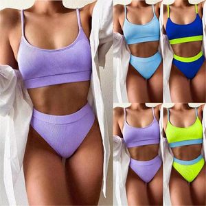 Dames Badmode Sexy Hoge Taille Bikini Vrouwen Solid Crop Top Badpak Pad Badpak Braziliaanse Biquini Push Up Bikinis Black Jersey