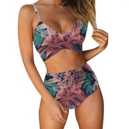 Swimwear Women's Sexy High Waist Bikinis Folds Plus Taille Swimsuit 2024 Push Up Tie Dye Print Bathing Costume