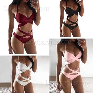 Maillots de bain pour femmes Sexy creux Bikini Push Up rembourré maillots de bain femmes Traje De Bano Mujer Trikini Maio Biquini Monokini maillot de bain Badpak Maillot T240222