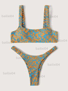 Dames badmode sexy micro bikini 2022 vrouwen oranje luipaard push omhoog gevulde string zwempak vrouw uitgehakte badkleding badmode t230417