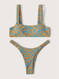 Dames badmode sexy micro bikini vrouwen oranje luipaard push omhoog gevulde string zwempak vrouw uitgehakte badkoers badmode trajes de bano 230307