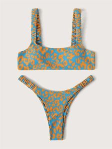 Dames badmode sexy micro bikini vrouwen oranje luipaard push omhoog gevulde string zwempak vrouw uitgehakte badkoers badmode trajes de bano 230310