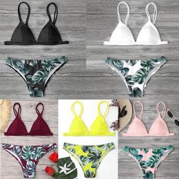 Trajes de baño para mujeres Micro bikinis Sexy Sets Swimsuit Deep con cuello en v estampado Sling Bikini Women 2024 Summer alucinando la playa Mujer Mujer