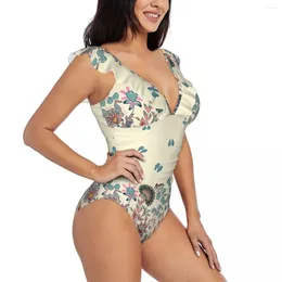 Swimwear pour femmes Sexie Sweet One Piece 2024 Femmes pastel Fleurs pastel papillon monokini femelle BodySuit Girl Girl Bathing