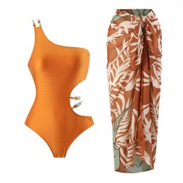 Swimons de maillots de bain pour femmes jupe de maillot de bain en une seule pièce Femme une épaule découpée des plans de corps Push Up Bathing Costume Page de baignade plage 2024