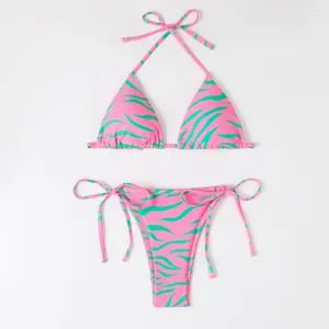 Swimwear Women's Sexy Pink Micro Bikini 2024 Triangle Strings Swimsuit Femme Femme Bikinis Set Bather Beachwear Bathing Issue Pool