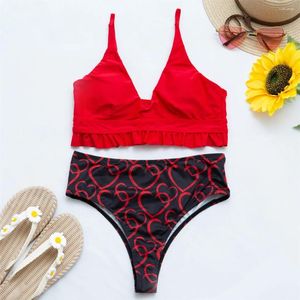 Swimwear Women Sexy imprimement imprimé voltige à Ruffled Filde