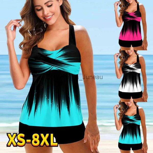 Traje de baño para mujer Impresión sexy Dos piezas 2023 Traje de baño Tankini Traje de baño de gran tamaño Mujeres Flor Vintage Body Swim Beachwear Traje de baño Nuevo T240328