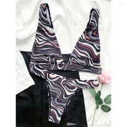 Swimwear pour femmes Sexy imprimé Deep V Neck Bikini MAISON FEMME Femme Femmes Two-pièces Set Bather Bathing Bathing Swim K3204