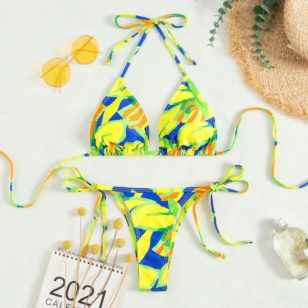 Swimwear Women's Sexy Push Up Bikini Set Swimsuit Fashion Imprimé Low-Waist pour Femme Two Pieces Seachwear 2024 Bathing Fulging
