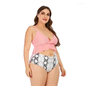 Maillots de bain pour femmes Sexy Bikini à volants Ensemble de grande taille Maillot de bain Plus Femme Rose Bikinis Mujer 2 pièces Taille haute Maillot de bain Biquinis