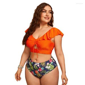 Maillots de bain pour femmes Sexy Volants Maillot de bain Bikinis Mujer Plus Taille Natation Costume Rembourré Bikini Ensembles Été V Cou Femme Biquini 2023