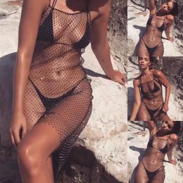 Maillots de bain pour femmes Sexy See Through Cover Up Femmes Crochet Mesh Summer Beach Dress Sheer Bikini Transparent Cover-upWomen's