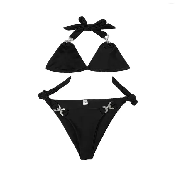 Swimwear femenino Sexy Solid Diamond Diamond Bikini Bikini Split Split Rear For Women Pack