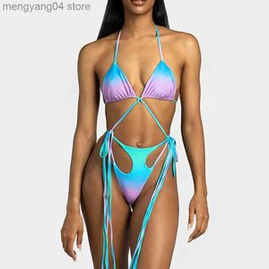 Maillots de bain pour femmes Sexy Strings Bikini Set Bikinis 2023 Nouveau Halter Strappy Maillots De Bain Femmes Maillot De Bain Brésilien Baigneurs Bandage Maillot De Bain Beachwear T230524