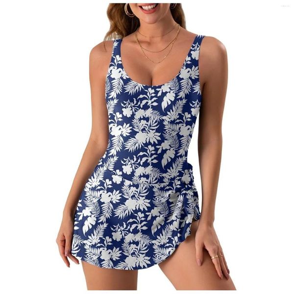 Sweetwwear Women Sexy Sous-souprence Robe de bikini pour femmes imprimées florales ajusté le ventre couvrant le maillot de bain avec des bikinis à taille haute