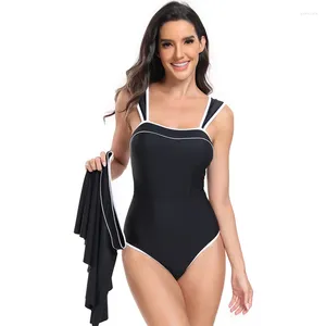 Swimwwear pour femmes Swimsuits sexy 2024 femme One Piece Monokini Modest Swimming Full Corps avec jupe Tampon Femme Contrôle du ventre Push Up