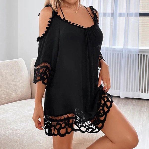 Maillots de bain pour femmes Sexy Tassel Beach Cover Ups pour femmes Légèrement Transparent Cover-Up Bohème Kaftan Femme Creuse Robe De Mode Tuniques