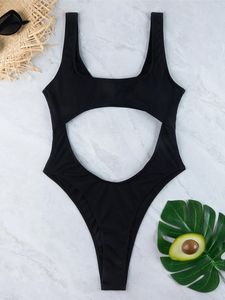 Maillots de bain pour femmes Sexy Ventre découpé côtelé dos nu une pièce maillot de bain femme femme jambe haute rembourré baigneur maillot de bain nager K5263