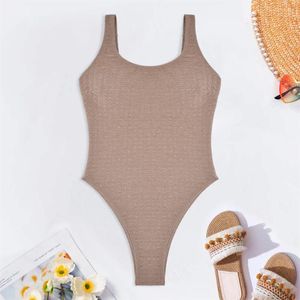 Swimwear pour femmes sexy-cou push up bikini ouvert arrière texturé monokini tampons de maillot de bain femme