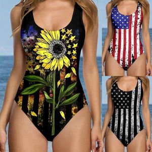 Swimwear féminin Sexy femme Transparent Bikini et string Men's Long Short High Wair Independence Day pour Américain