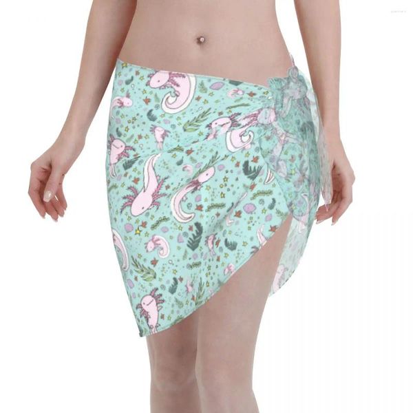 Maillots de bain pour femmes Sexy Femmes Axolotl Animal Sheer Pareo Cover Ups Mignon Salamander Beach Bikini Wrap Robe