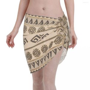 Vrouwen Badmode Sexy Vrouwen Azteekse Tribal Patroon Sheer Kaftan Sarong Badpak Bikini Strand Cover Ups Korte Rok