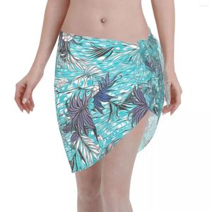 Damesbadmode sexy dames blauwe bloemen Hawaii pure kaftan sarong badpak strandbikini wikkel korte rok