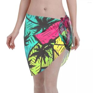 Swimwear pour femmes Sexy Femme en mousseline de mousseline Pareo Géométrie Couverture Up Wrap Kaftan Sarong Jirt Palme Transparent Blancs de maillot de bain Bikini