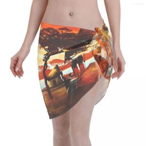 Dames badmode sexy vrouwen dansen onder zonsondergang perspectief pareo sjaal cover ups strand bikini wrap korte rok