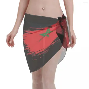 Traje de baño para mujer Mujeres sexy Marruecos Perspectiva Kaftan Sarong Ropa de playa Bandera marroquí Bikinis Encubrimientos Faldas Falda con cordones