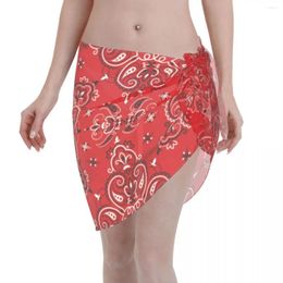 Swimswear pour femmes sexy Femmes Paisley Polyester Kaftan Sarong Swimsuit Red Boho Bikini Beach Cover Ups Jupe courte