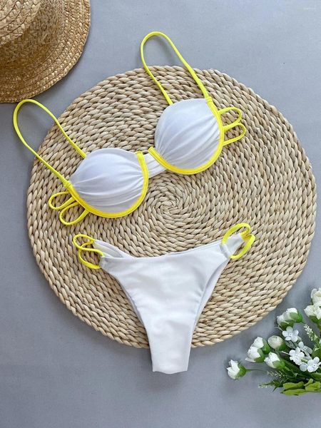 Bikinis de contraste de contraste blanc jaune sexy