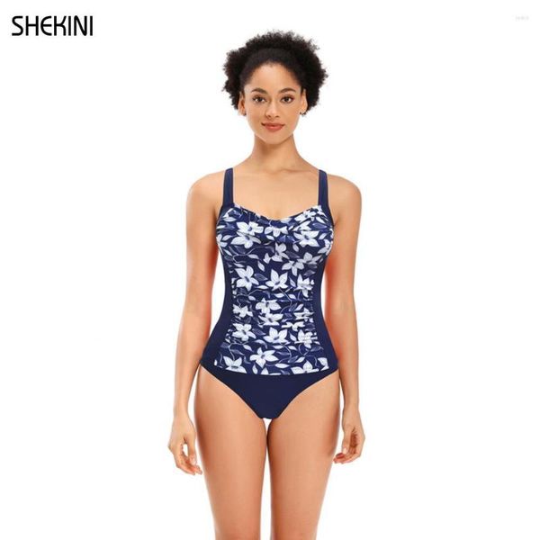 Maillot de bain femme SHEKINI rétro imprimé torsadé devant Tankini ensemble ventre contrôle deux pièces maillots de bain froncé maillots de bain plage mignonne