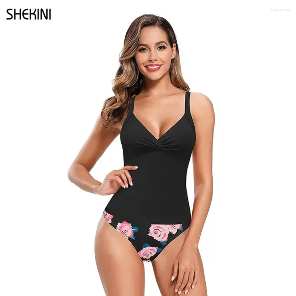 Swimwear féminin Shekini V cou de cou de couche à ruched