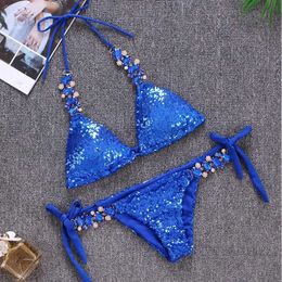 Traje de baño para mujer Bikinis sexy brillante Traje de baño con diamantes de imitación Traje de baño para mujer Push Up Bikini Playa Ropa de baño Trajes de baño Piscina Bañista 2023 T231215