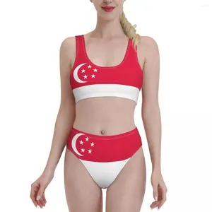 Swimwear féminin Singapour Flag Bikini Summer set en deux pièces de maillot de bain Sport Beachwear pour les femmes